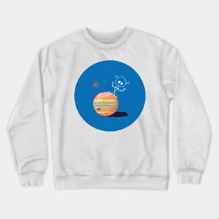 Fallen Jupiter Moons – pattern orange on blue Crewneck Sweatshirt